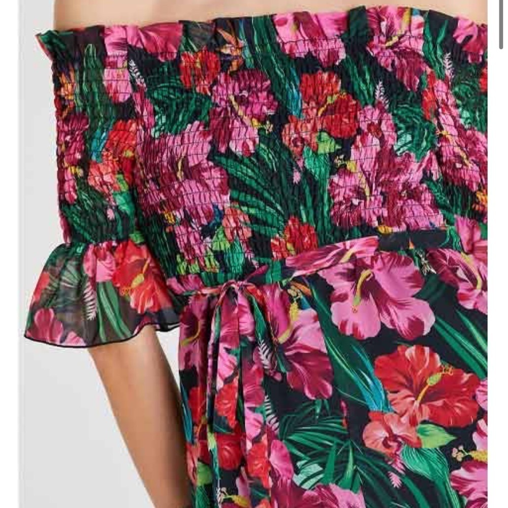 Patrizia Pepe pink green black floral off the shoulder jumpsuit $395 size 44 - Picture 6 of 6